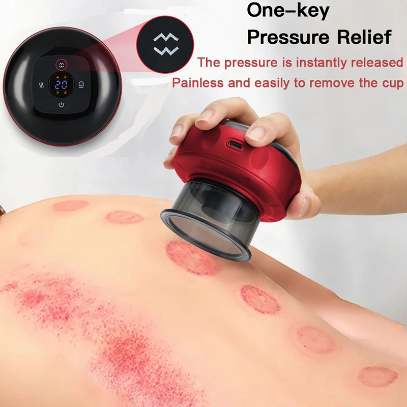 Electric Vacuum Cupping Massage Red Light Therapy Anti Cellulite Wireless Massager For Body Gua sha Scraping Fat Burner Slimming