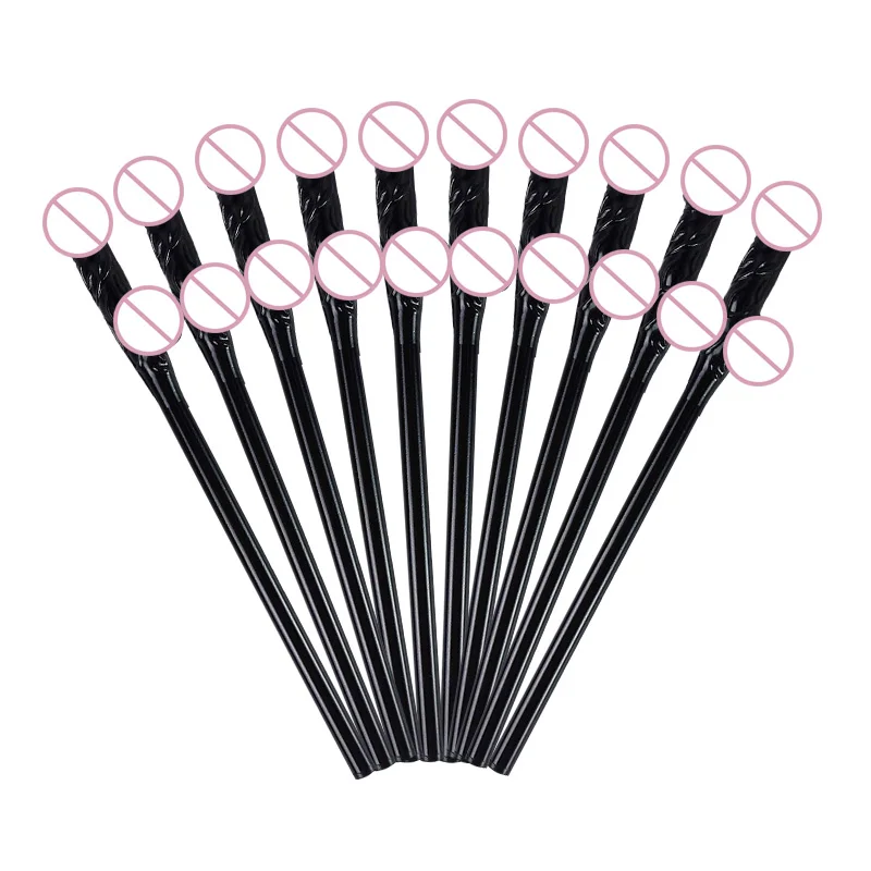 10pcs Bachelorette Party Penis Straws Plastic Novelty Nude Dick Drink Straw For Hen Night Bar Decor Wedding Team Bride Supplies