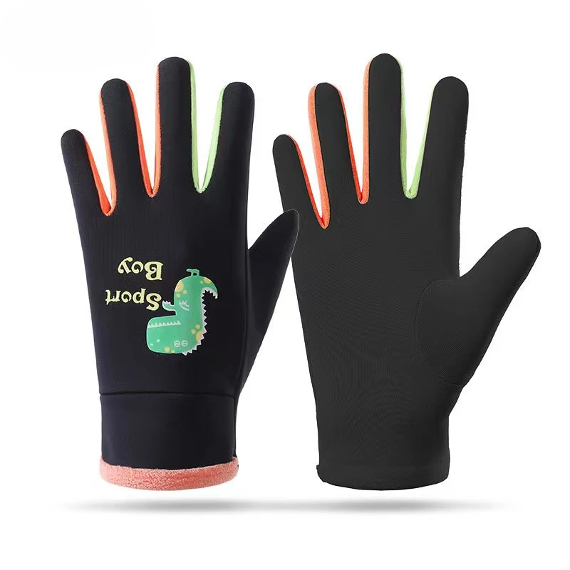 

Winter Ski Gloves Children Thick Plush Dinosaur Dzieciece Waterproof Windproof Cycling Scooter Snowboard Accessories