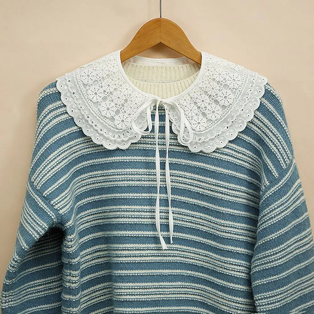 Lace Lapel Blouse Top Detachable Collar Shirt False Tie Women Vintage Fake Collar Shawl Floral Lace Clothes Accessories