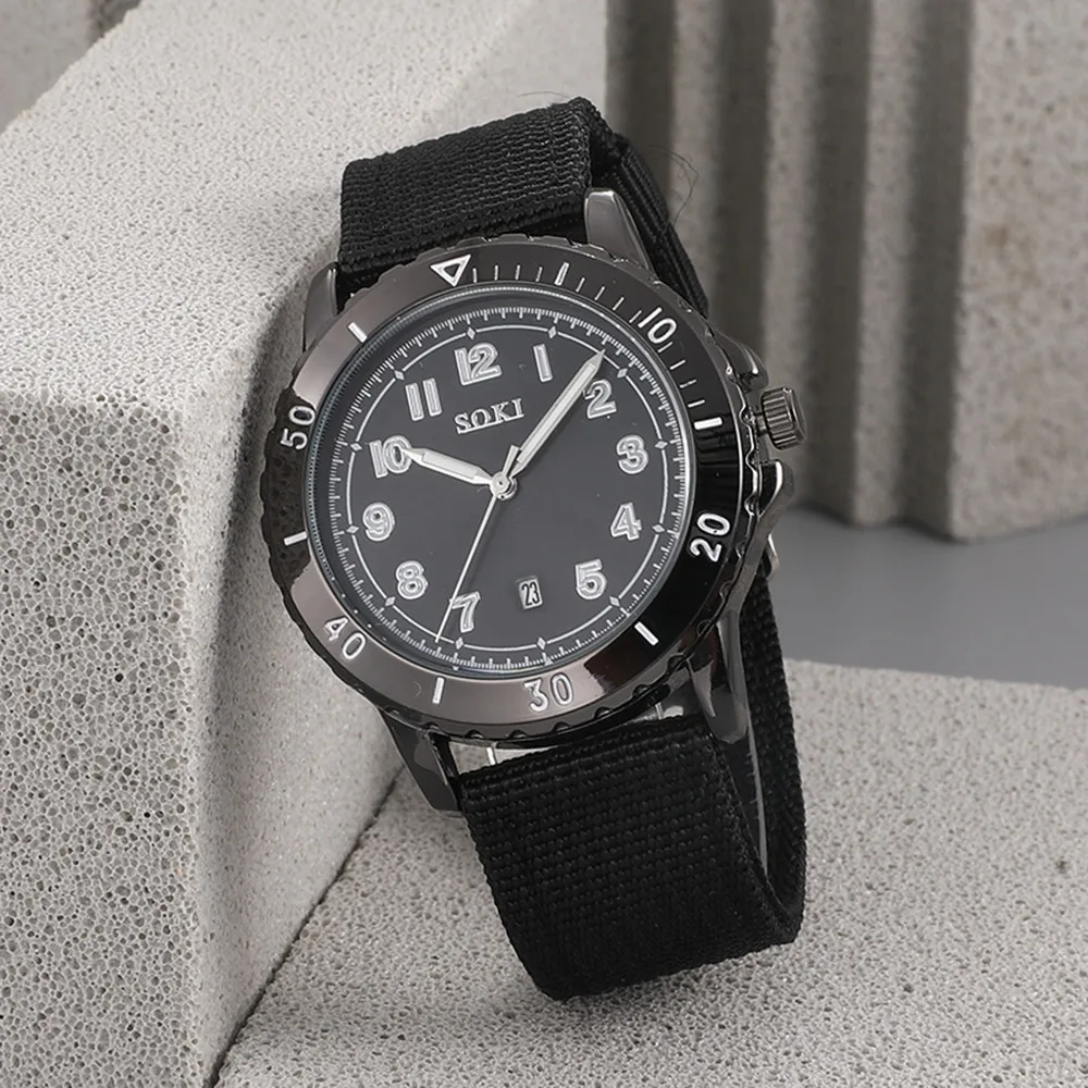 2023NewFashionMenSportsWristWatchesCanvasStrapFabricWatch