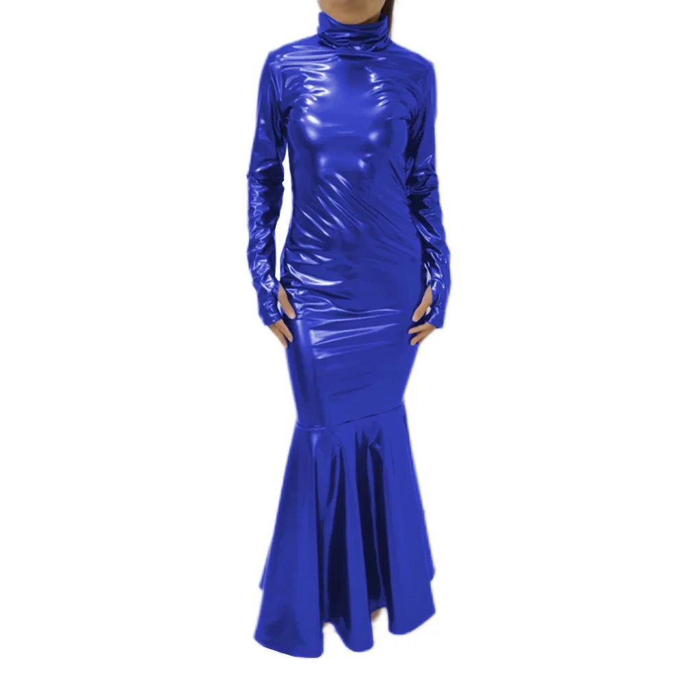 chinese dress ladies Long Glitter Mermaid Prom Dress with Lace-Up Corset Fuchsia / 6