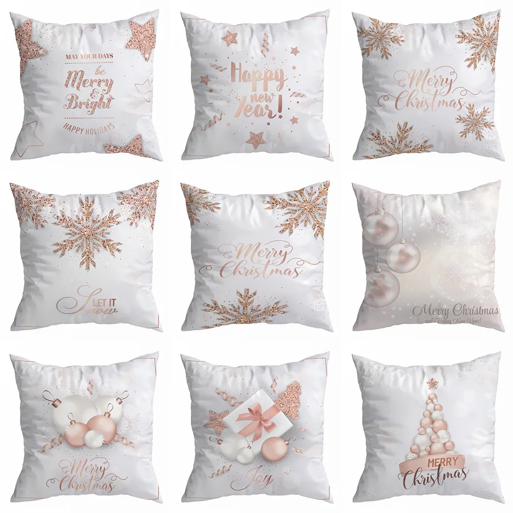Merry Christmas Pillow Case Pink Decorative Pink Throw Pillow Cover