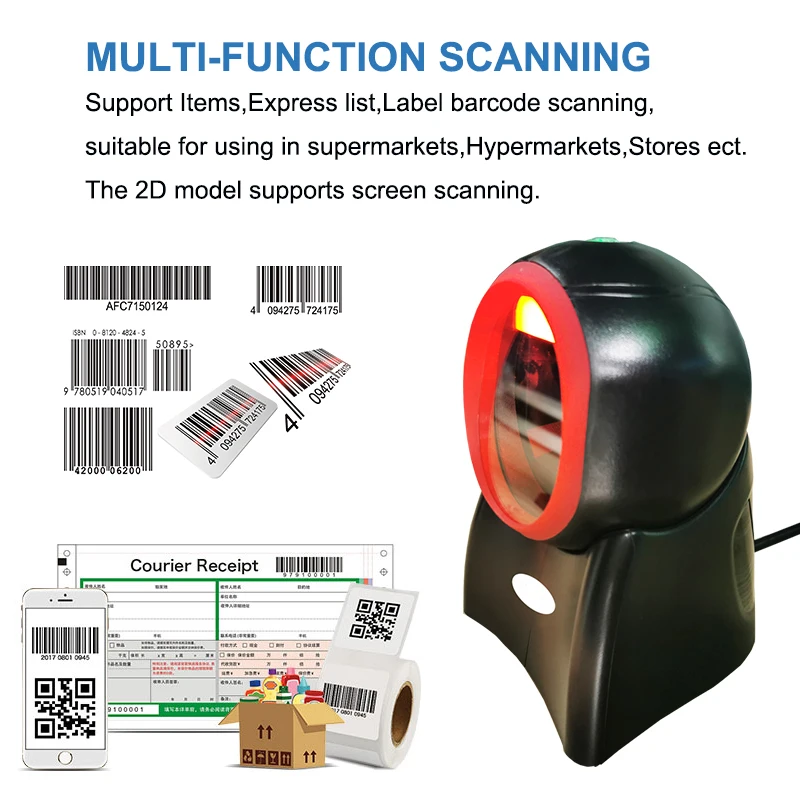 Barcode Scanner Omnidirectional Desktop Automático 1d 2d qr Code Data Matrix Reader Usb Scanner para Varejo Supermercado Pagamento 2d - Imagem 3