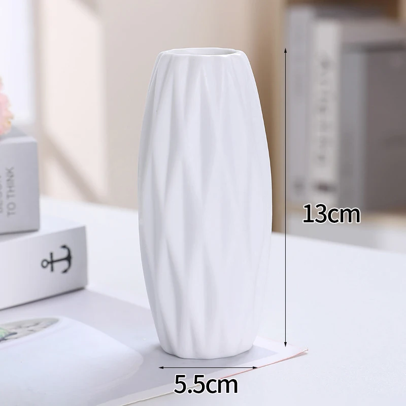 White Ceramic Nordic Vases - Decorative Home Ornaments for Living Room and Desktop Decor