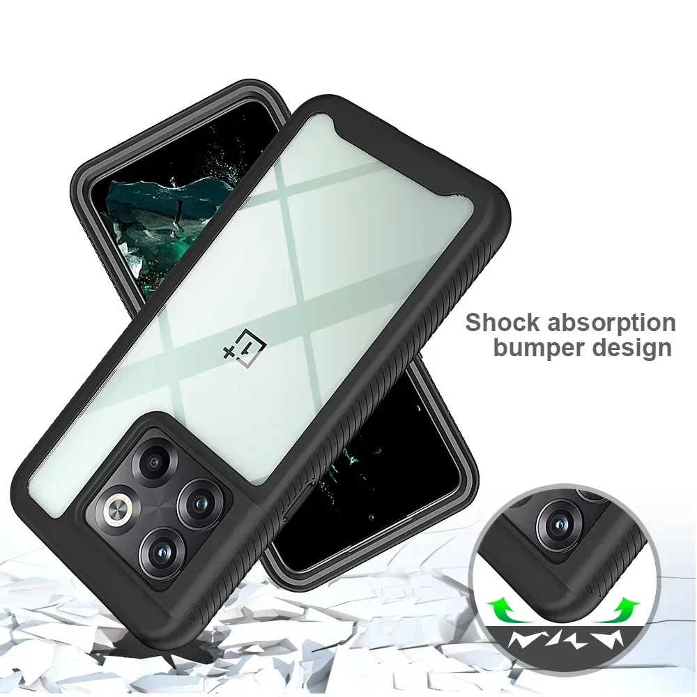 OnePlus 10T Funda Capa 용 TPU/PC 스카이 케이스 2 레이어 구조 하이브리드 충격 방지 쉘 헤비 듀티 폰 커버