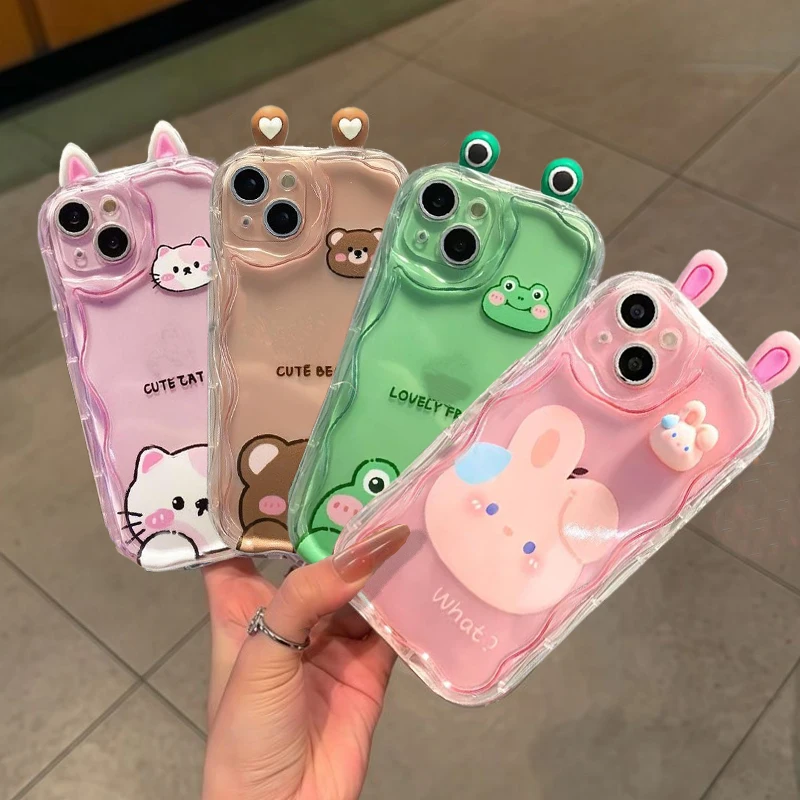 Adorable 3D Animal Ears Soft Wave Case Cover