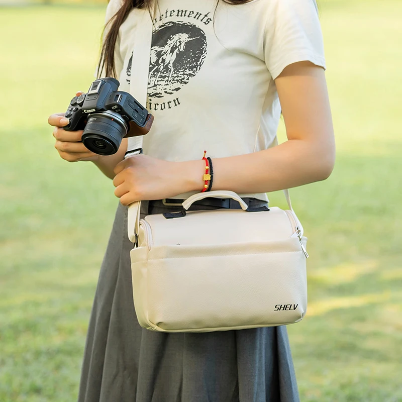 Borsa Moda In Pelle Shelv Per Fotocamera Fujifilm Xt30 Ii X100V Xs10 Sony Zve10 Canon R50 M50 Nikon Z30 Micro Slr / Dslr