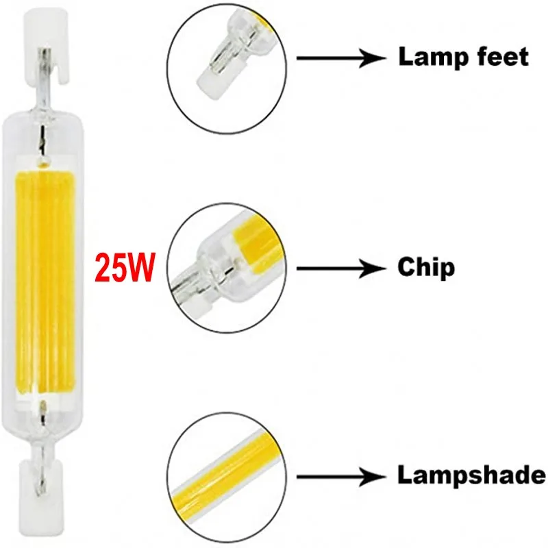 LED Light R7S 78mm 15W 20W 25W High Powerful Spotlight 118mm 30W 40W 50W Glass Tube r7s COB Bulb Replace Halogen Lamp 110V 220V