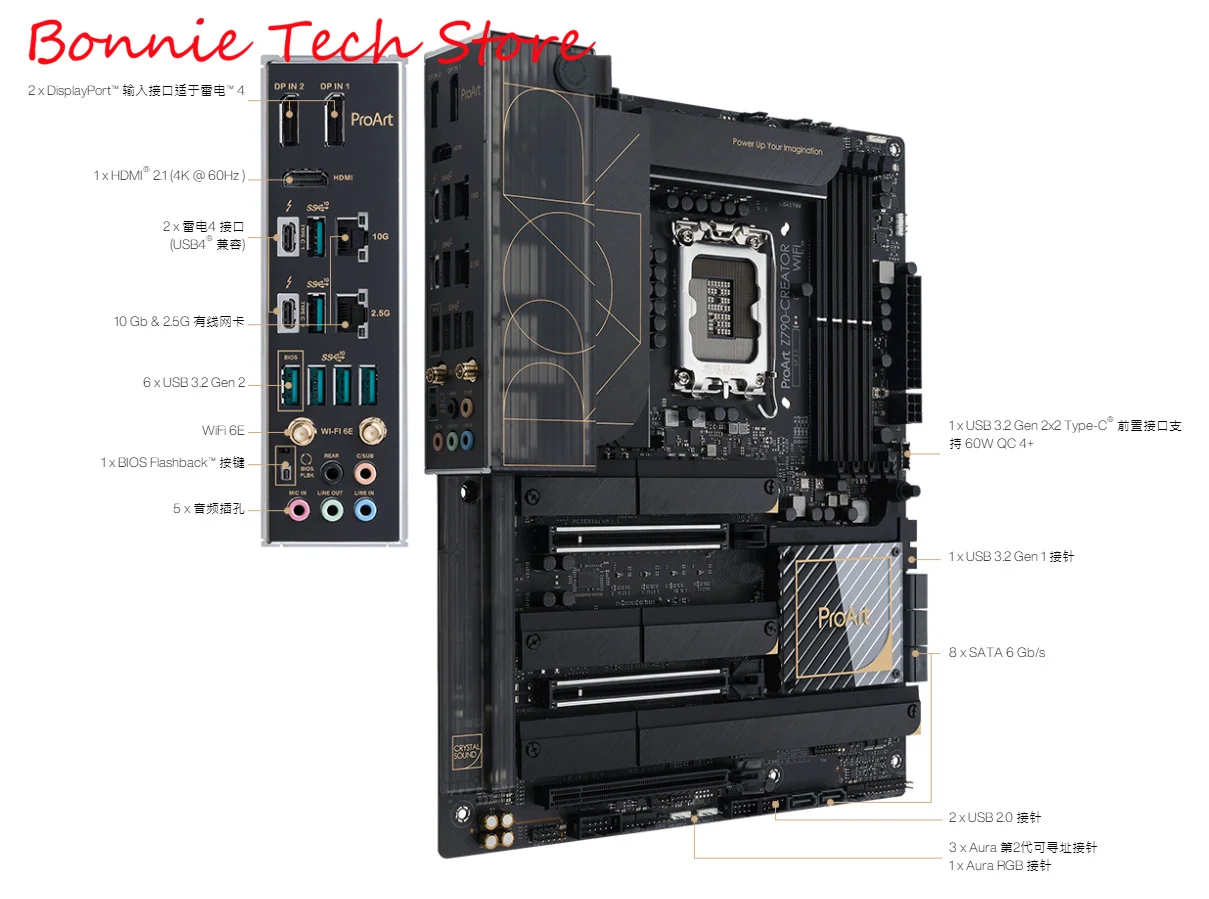 Proart Z790-Creator Wifi, Scheda Madre Socket Lga1700, Processori Core Di 12A/13A Generazione, Pcie 5.0 , Ddr5,Wifi 6E