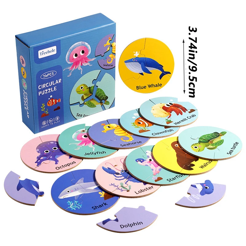 Educational Puzzles Round Puzzle Toys Circular Animal Pairing Board Game
