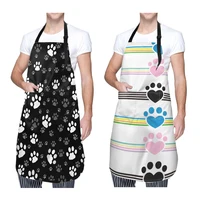 Funny Dog Paw Animal Apron with 2 Pockets Waterproof for Men Women Kitchen Garden Decor 1