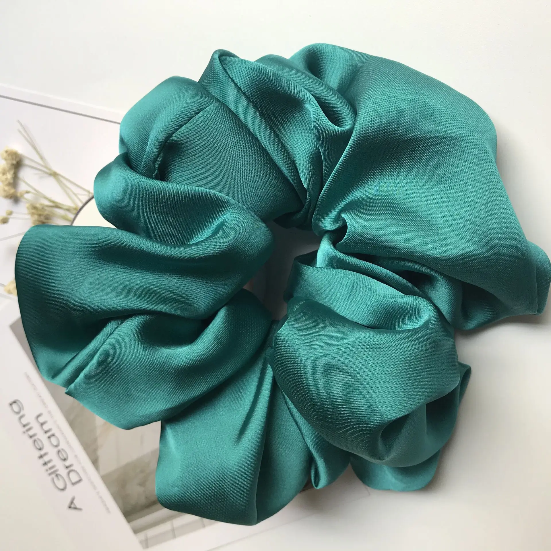 hair bow for ladies Oversized Scrunchies Polyester Material Solid color Women Big Hair Ties Elastic Hair Bands Gir Ponytail Holder Hair Accessories gold hair clips Hair Accessories