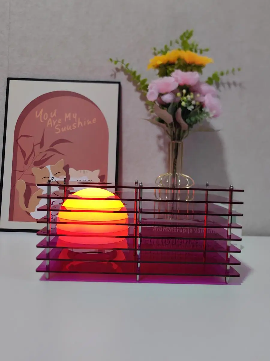 RGB 16 Colors DIY Lamp Desk Acrylic Moon Ambient Light Nordic Style Cordless Rechargeable Bedroom Lamp Indoor Decoration 30*15cm