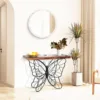 Console Table, 31'' Wood Top Metal Butterfly Accent Console and Entry Table,16"D x 41"W x 31"H 4