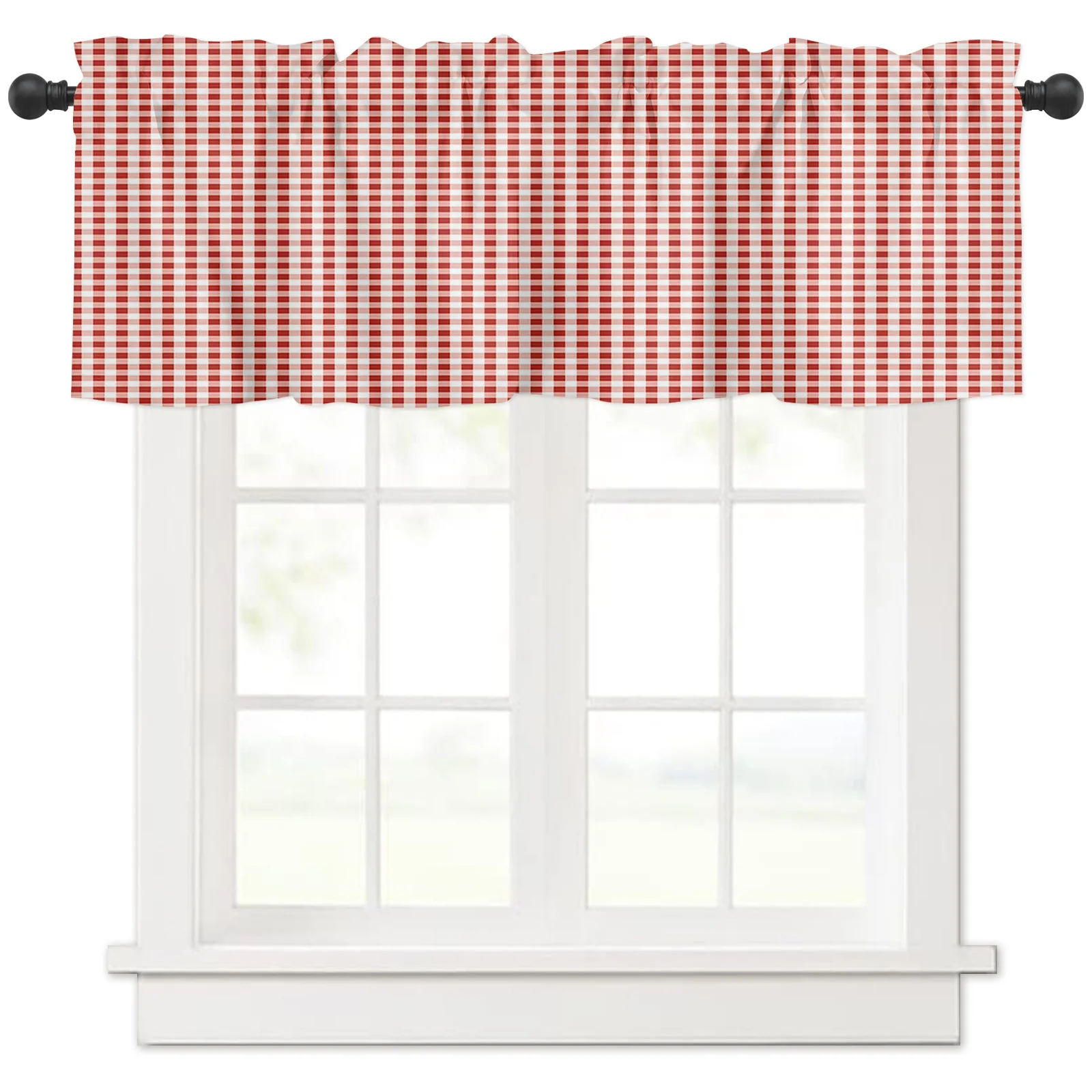 White Red Plaid Simple Curtains for Living Room Bedroom Curtains Kitchen Curtains for the Kids Room Window Treatments Drapes 2