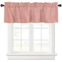 White Red Plaid Simple Curtains for Living Room Bedroom Curtains Kitchen Curtains for the Kids Room Window Treatments Drapes 2