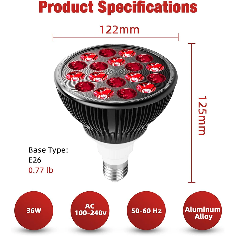 Red Light Therapy Lamp for Face 54W 660nm & 850nm Infrared Light Therapy Device for Muscle Joint Pain Relief Skin Health Tools red light therapy panel,infrared therapy lamp