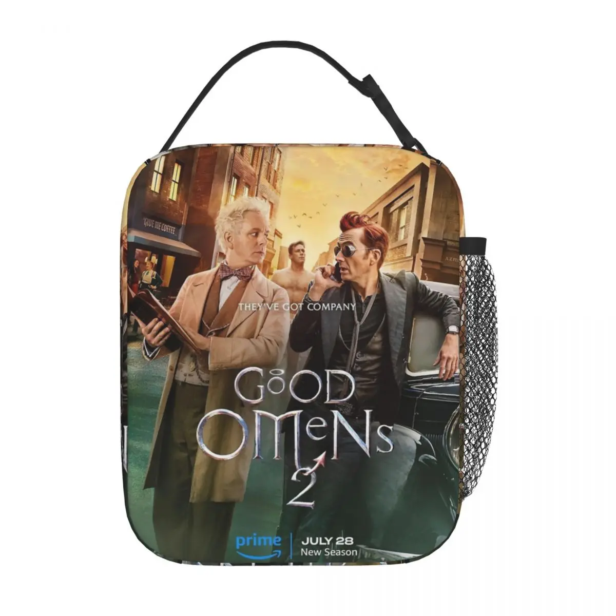 

Good Omens Comedy Thermal Insulated Lunch Bag for School Vintage Portable Bento Box Men Women Cooler Thermal Lunch Box