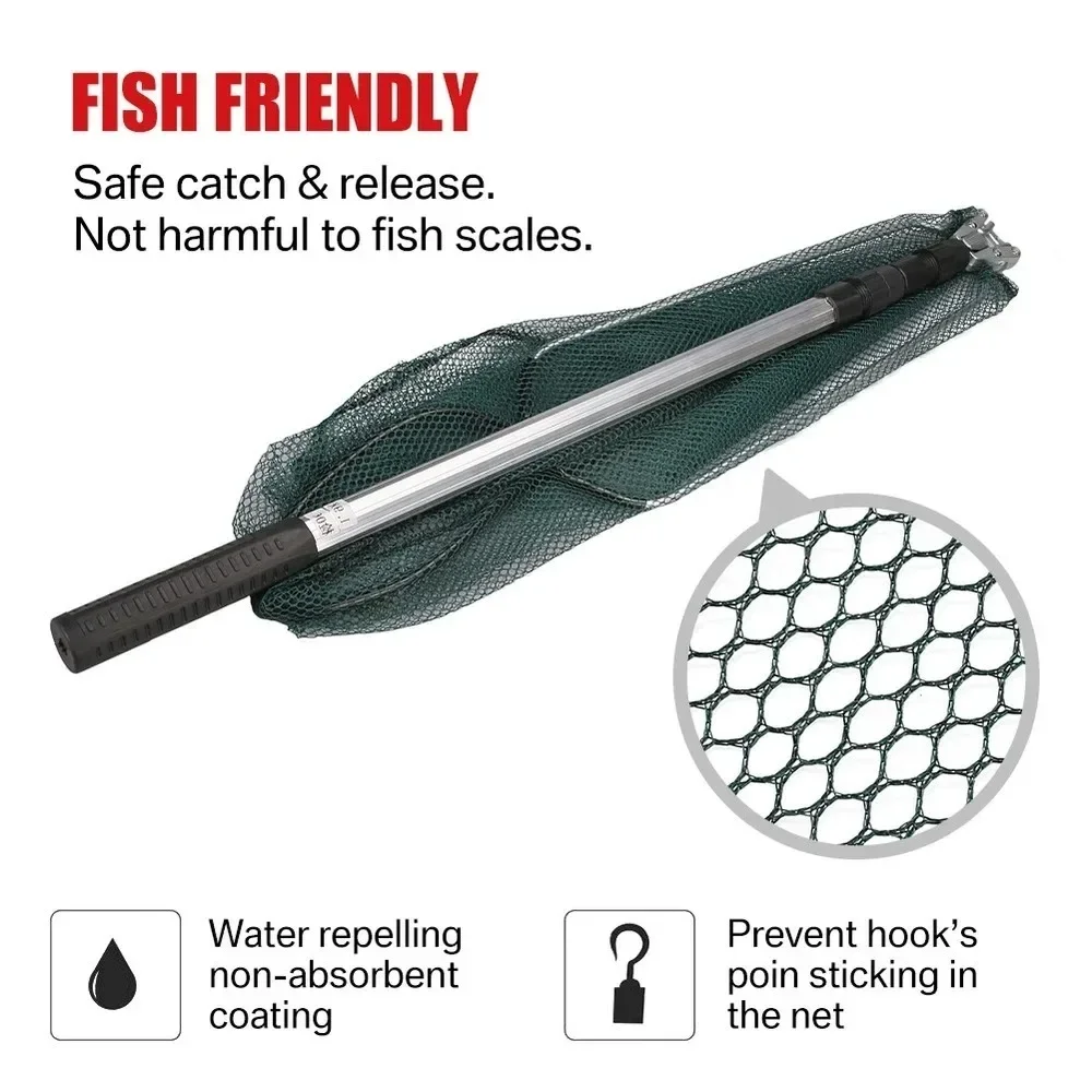 Telescopic Landing Net 150/170cm Folding Fishing Pole Extending Fly Carp Course Sea Mesh Foldable Fishing Net for Fly fishing landing net