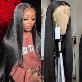 Black Straight Human Hair Wigs 13x6 Hd Lace Frontal Wig 30 34 40 Inch 13x4 Brazilian Pre Plucked Lace Front Wig For Women 1