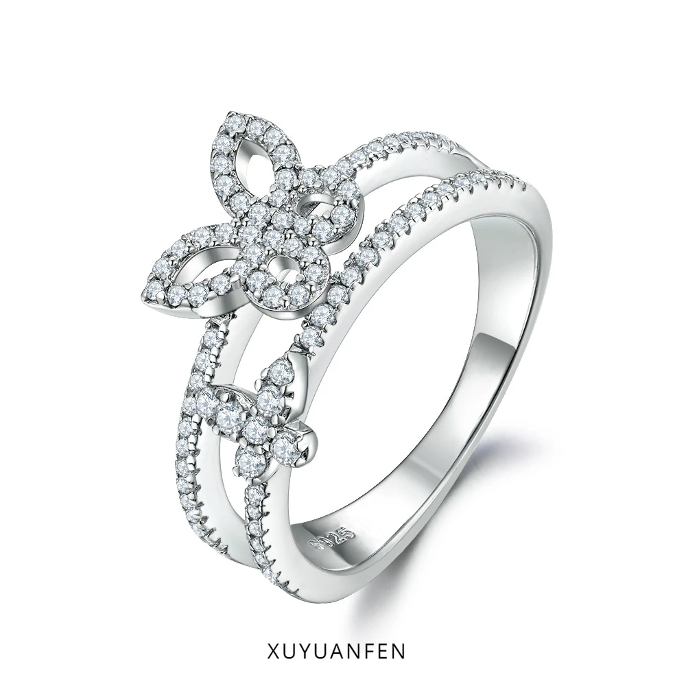 

XUYUANFENS925 Sterling Silver Butterfly Ring, Popular Bow Band, European and American Women's Ring, Small and Versatile Fashion