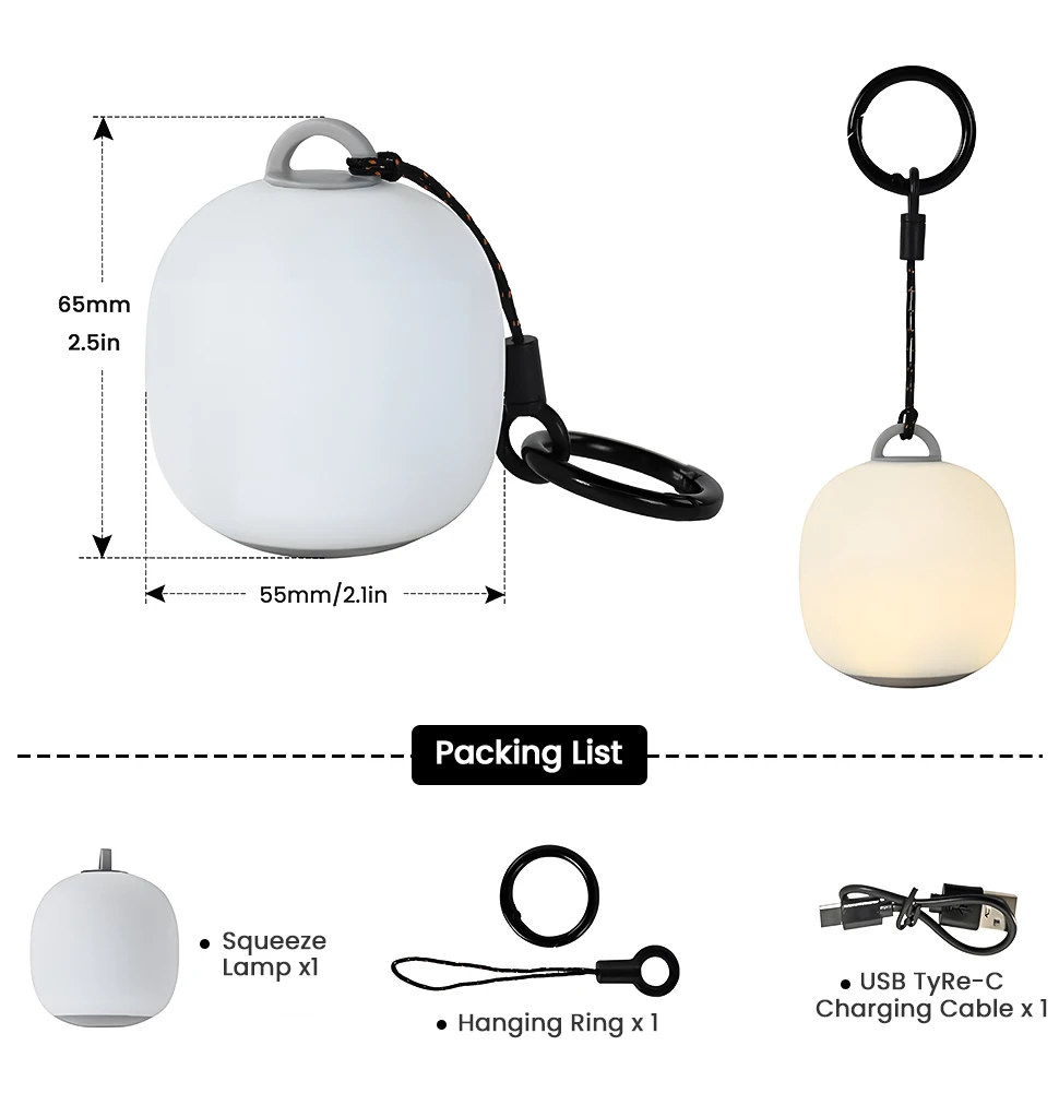 WESTTUNE wiederaufladbare LED-Campinglaterne, leicht, zum Klettern, Wandern, Squeeze, dimmbar, Silikonlampe für den Außenbereich, gemütlich, Ambienc – Detail 4