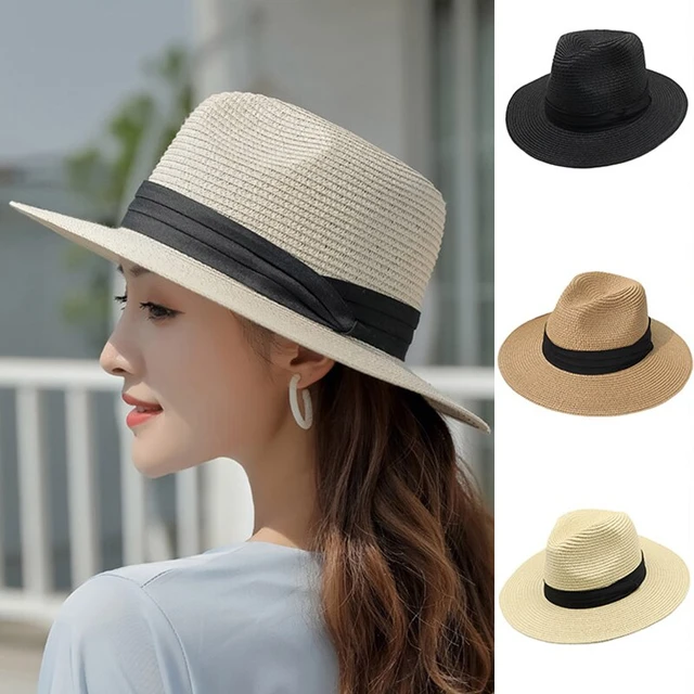 Foldable Straw Sun Hat Wide Brim Summer Floppy Beach Hat Sun Protection  Panama Hat for Men