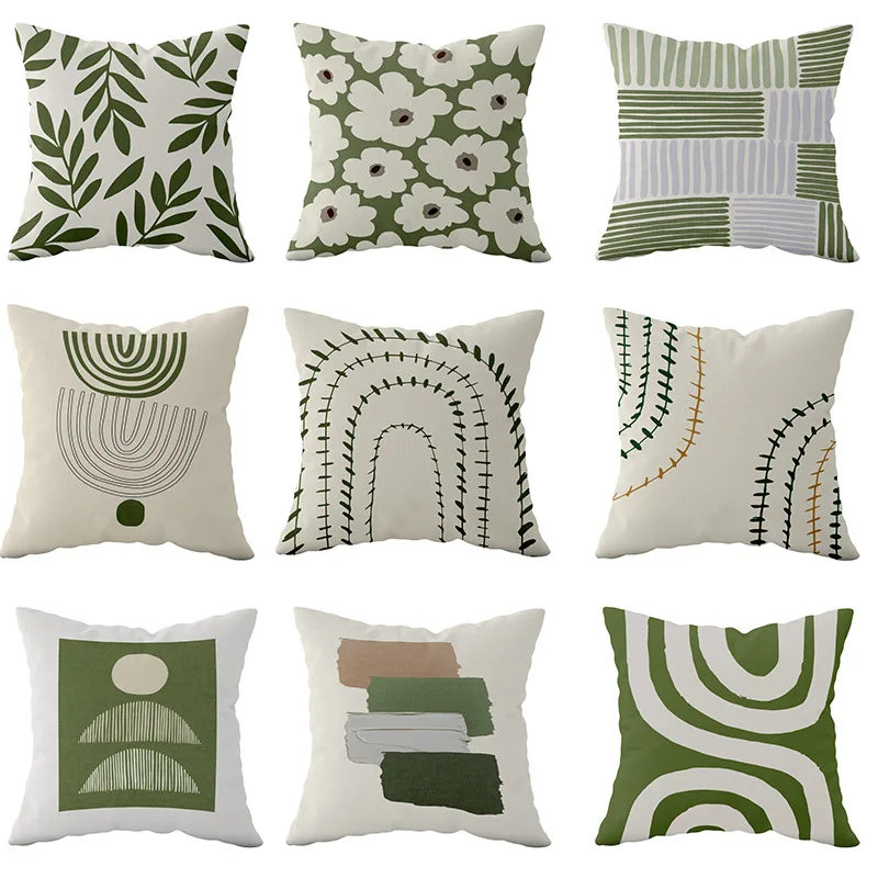 

Botanical Stripes Abstract Print Linen Creative Geometric Pattern Cushion Cover Scandinavian Style Pillow Cover F0763