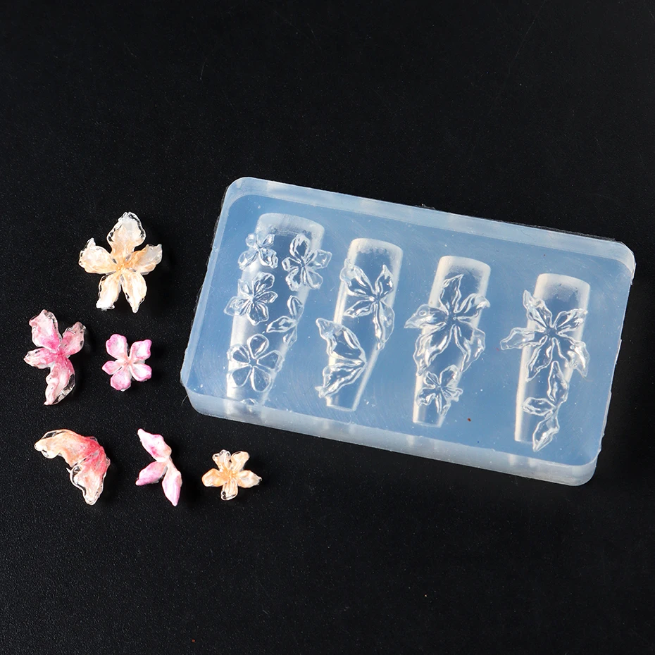 3D 꽃무늬 실리콘 네일 몰드 히비스커스 꽃 디자인 몰드 참 장식 공예 조각 네일 아트 몰딩 도구 매니큐어