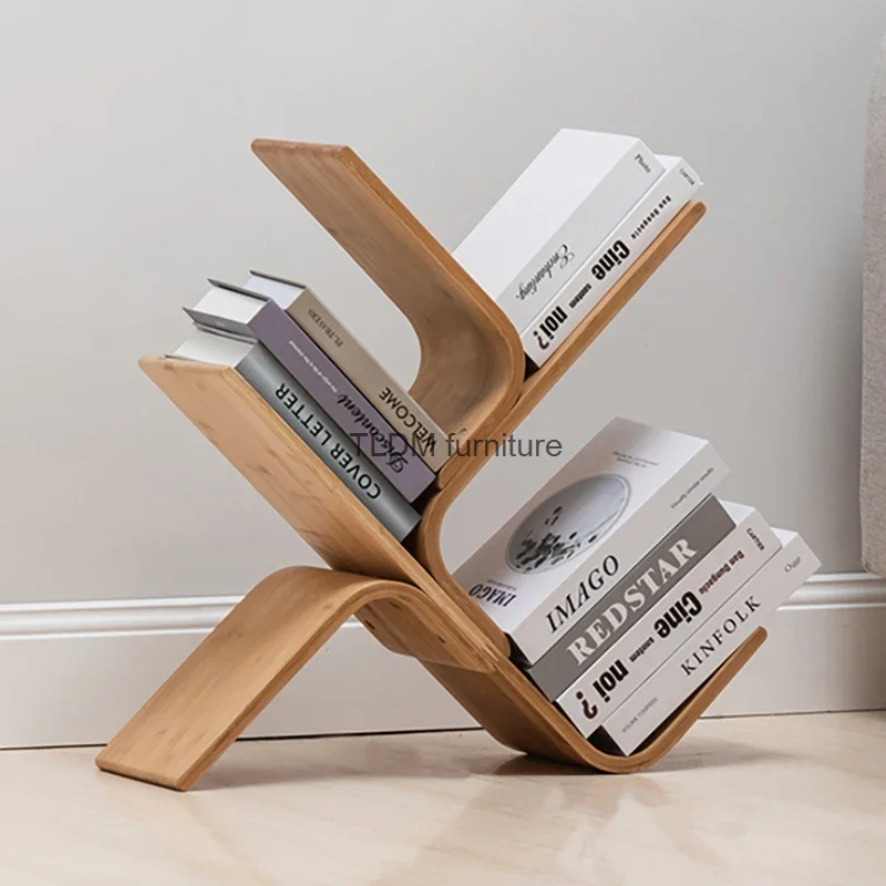 Filing Curved Bookshelf Wooden Decor Corner Industrial Bookshelf Minimalist Bedroom Estante Para Livros Furniture Livingroom
