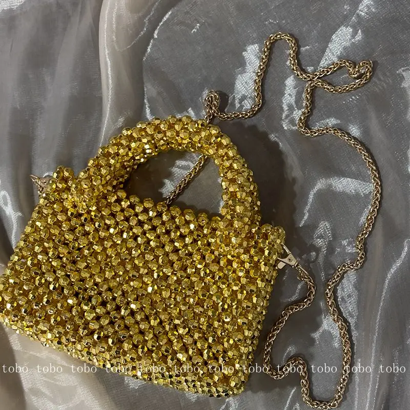 バッグ L BALL BEADS BAG Pearl Bead Bag Designer Brand Clear Acrylic Stone Box Totes