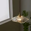 Nordic Simple Japanese Retro Restaurant lights Entrance Balcony Bay Window Aisle Lotus Leaf Shape All-copper Glass Chandeliers 3