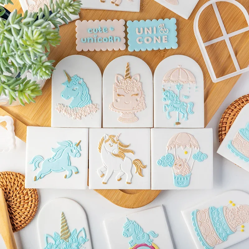 Unicorn Birthday Cookie Plunger Cutters Fondant Cake Mold Biscuit Sugarcraft Cake Decorating Tools Cookie Stamp cookie cutter,baking mold,cookie mould,fondant cutter,baking decorating tools,pastry cutter