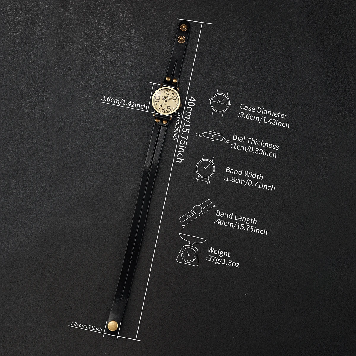 1PC Watch For Women Fashion Round Dial Retro Leather Strap Quartz Watch