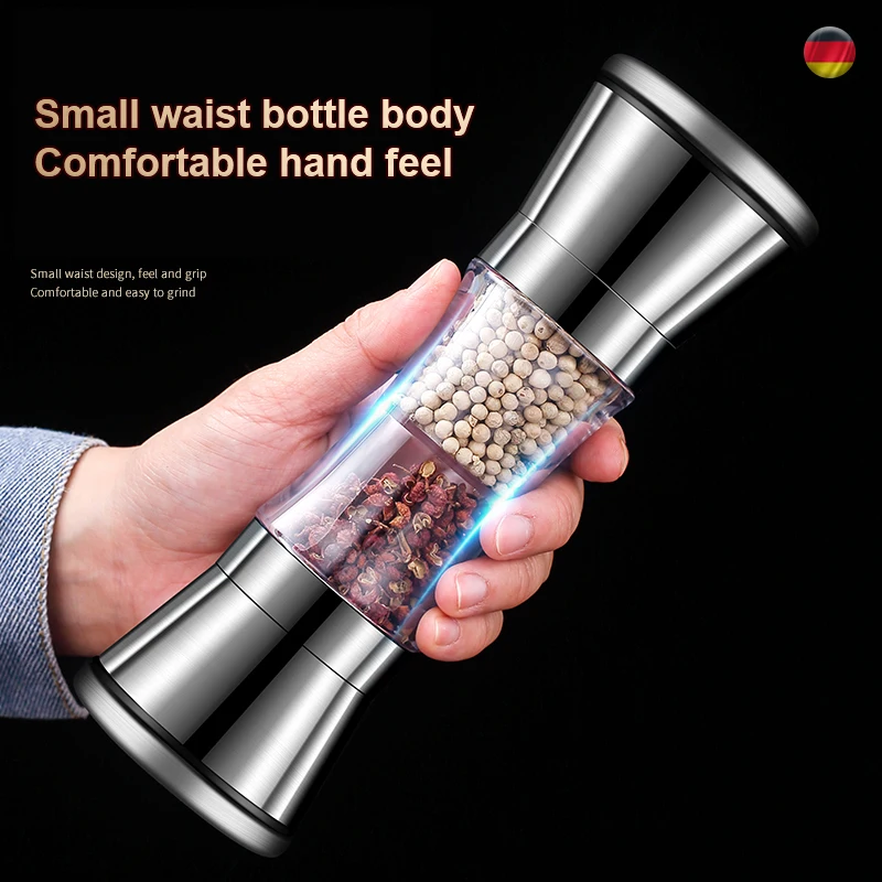 Manual Salt Mill Grinder Multifunctional Double Side Pepper Spices Grinder Seasoning Tool Kitchen Cooking Tool for Camping salt and pepper grinder nut spice grinder herb grinder pepper grinder herb spice grinder