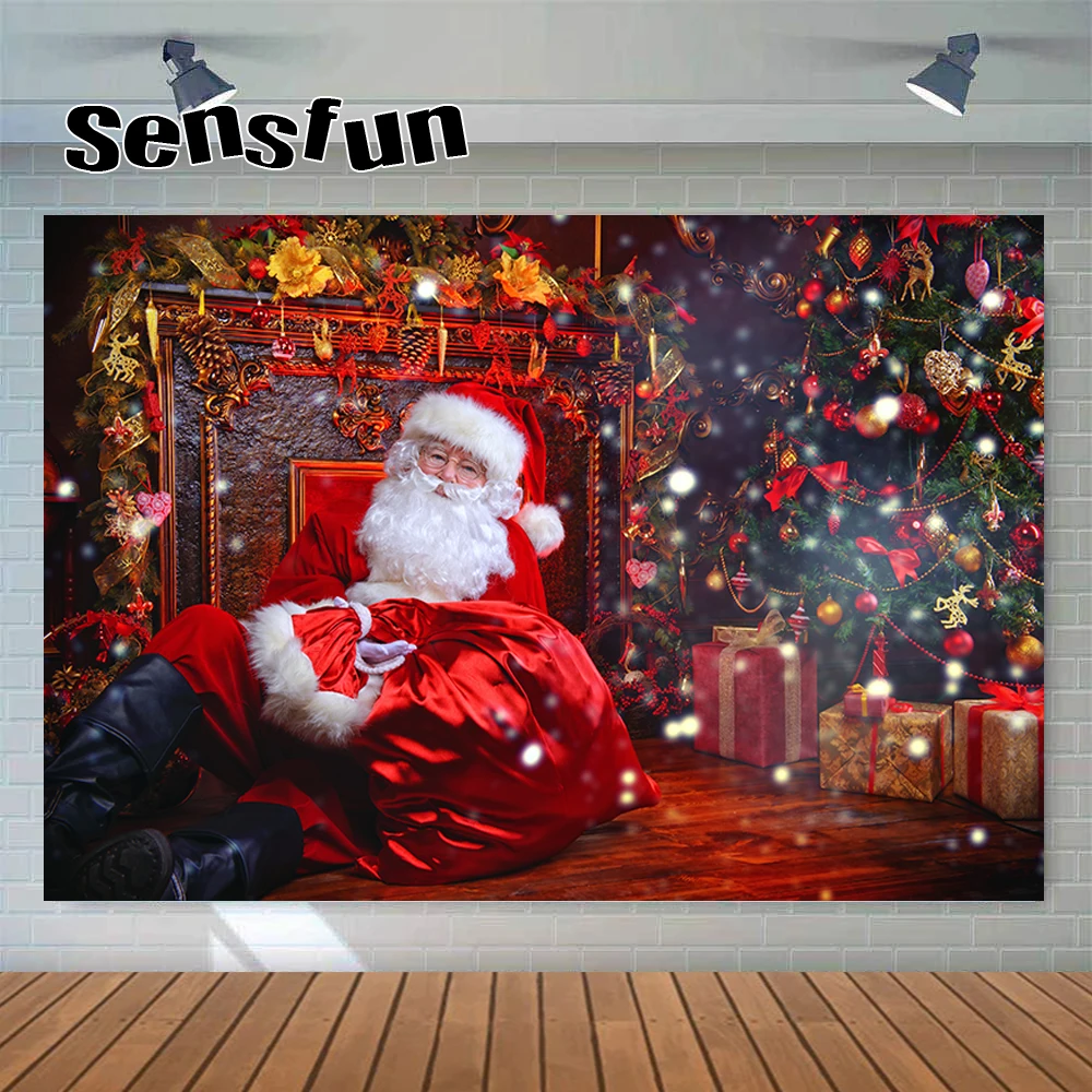 

Рождественские фоны для фотосъемки красный Санта-Клаус Рождественская елка камин боке фон для фотостудии реквизит на заказ