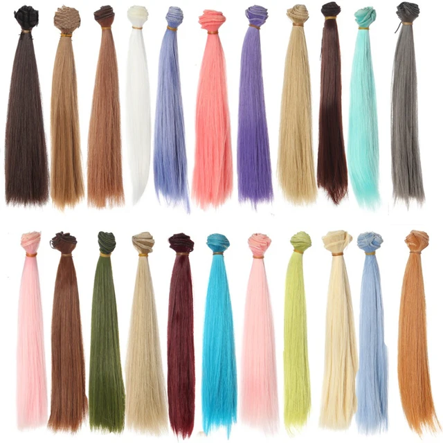 1 pièces cheveux Refires Bjd cheveux 25 cm * 100 CM noir rose marron kaki blanc gris couleur longue perruque droite cheveux pour 1/3 1/4 BJD bricolage 1