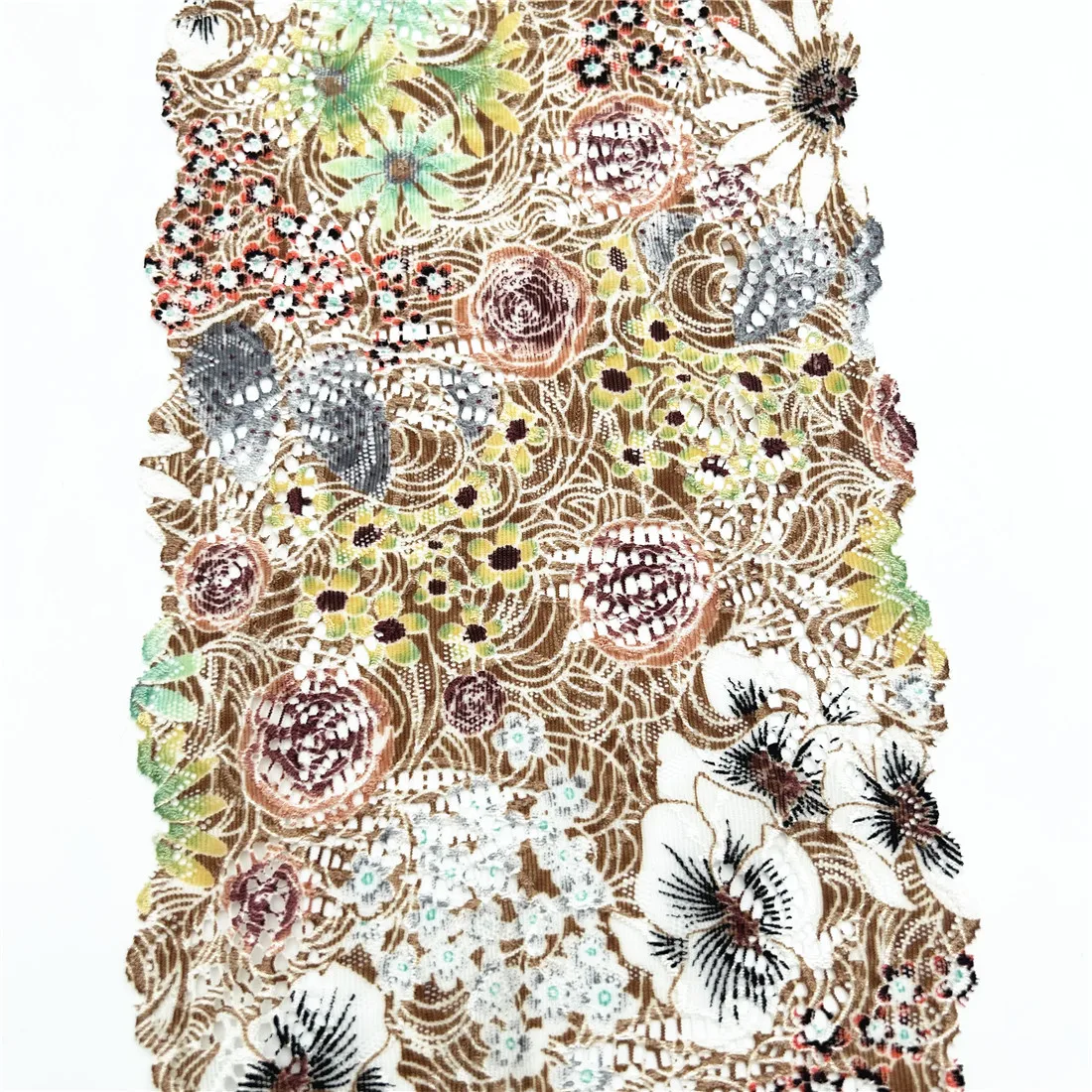 3y/lot Width 16cm Mixed Color Flower Elastic Stretch Lace Trim 6