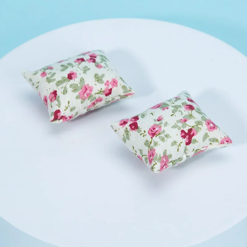 2Pcs/Set Miniature Bed Pillow Cushions Sofa Couch For 1/12 Dollhouse Mini Bedroom Living Room Decor Accessories 5