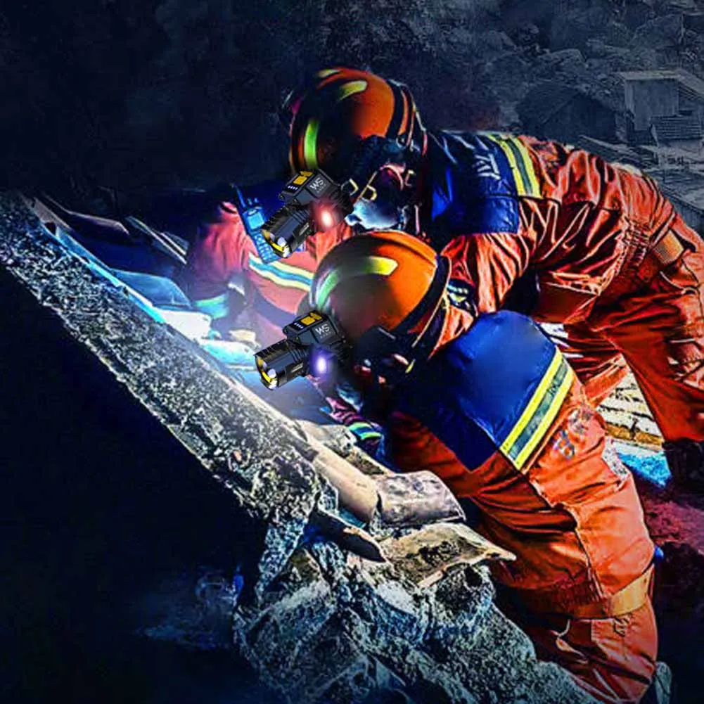 Motion Sensor Headlight Zoomable Outdoor Camping Head Lamp 5 Lighting Modes USB Rechargeable Headlight for Emergency