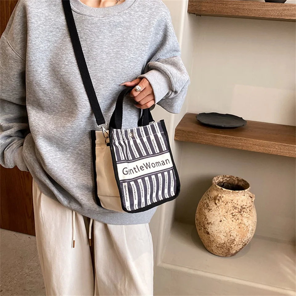 Women's Fashion Versatile Canvas Shoulder Bags Female Simplicity Handbags Large-capacity Commute Ladies Leisure Crossbody Bags