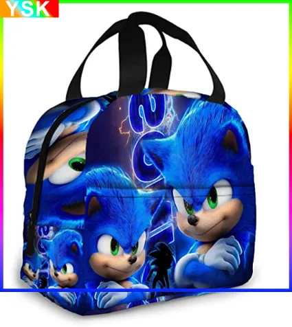 

3D Printed Hedgehog Sonic Cartoon Portable Ice Bag Children Students Insulation Lunch Bag Portable Outdoor Picnic Tote Bag