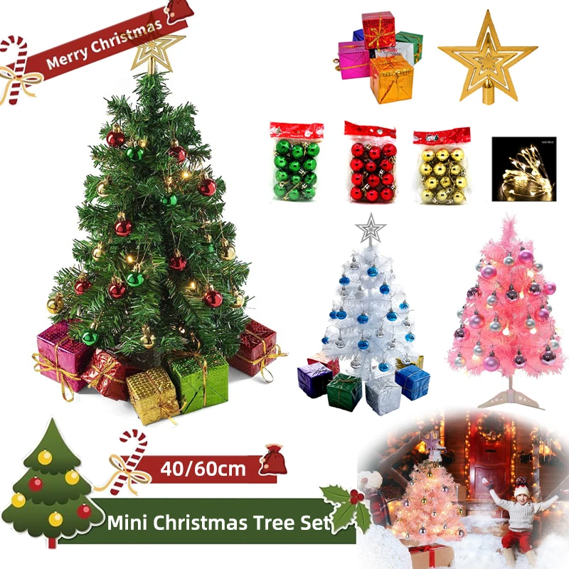 45cm60cmSmallDesktopChristmasTreeSetWhiteGreenChristmasFir