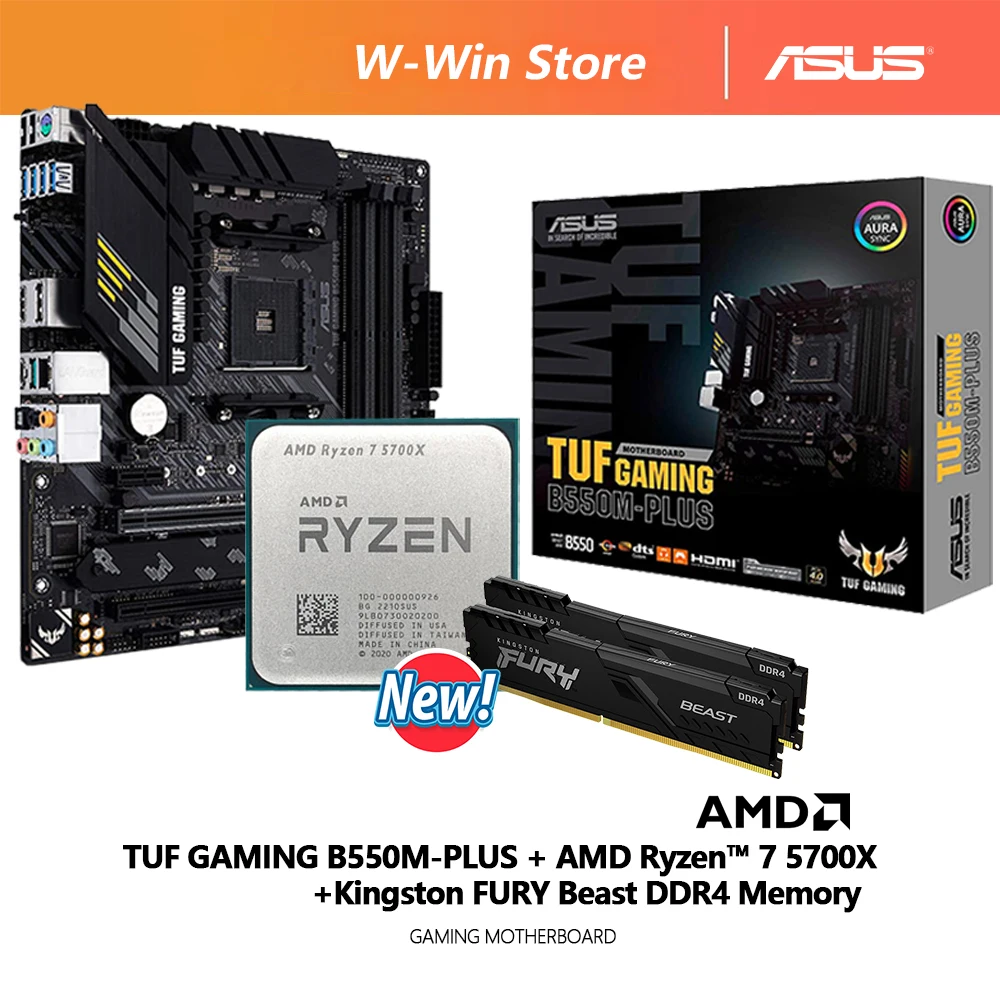 NEW AMD Ryzen 7 5700X R7 5700X CPU + ASUS TUF B550M PLUS Motherboard +  Kingston FURY Beast DDR4 16G (8G*2)3200MHz Memory Suit - AliExpress