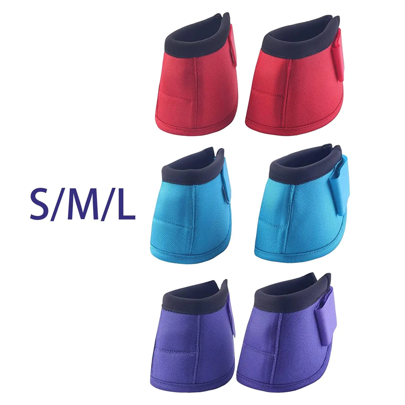 Horse Bell Boots Pair Shock Absorbing Protective Wear Resistant Oxford Cloth Neoprene Overreach Bell Boot Equestrian Accessories 6