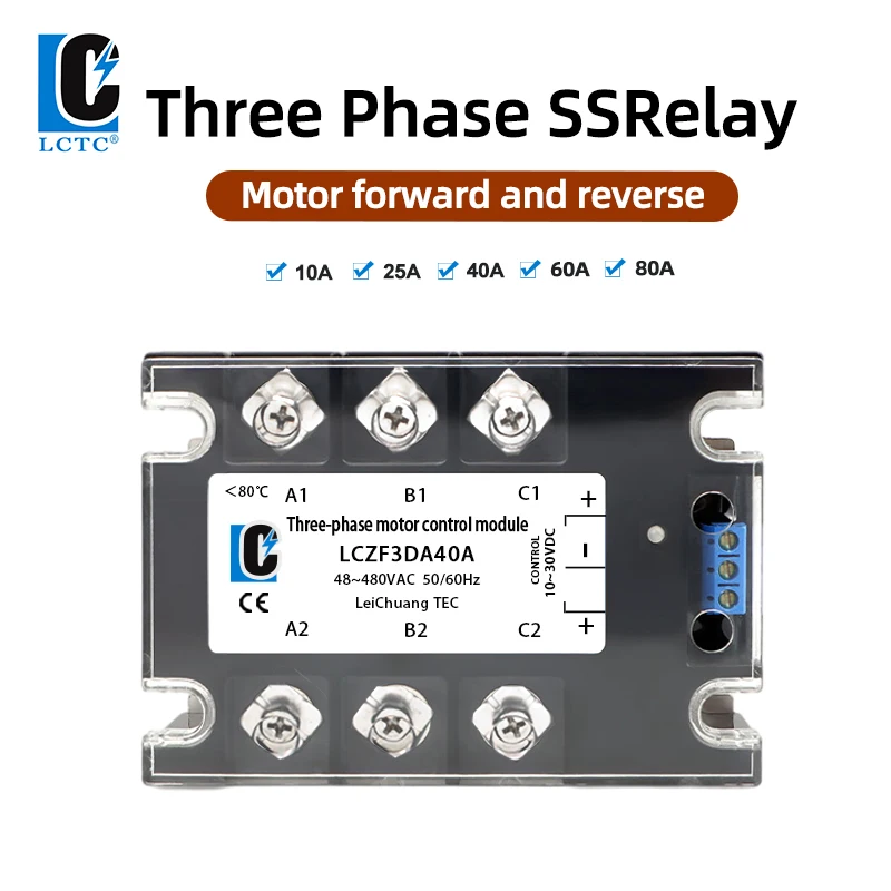 

Three -Phase Motor Control Module DC/AC LCZF3DA Solid State Relay 10A-80A 10-30VDC~40-480VAC