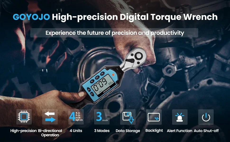 New Digital Preset Torque Wrench 1/2" 3/8" 1/4" Bidirectional Ratchet Head Profe
