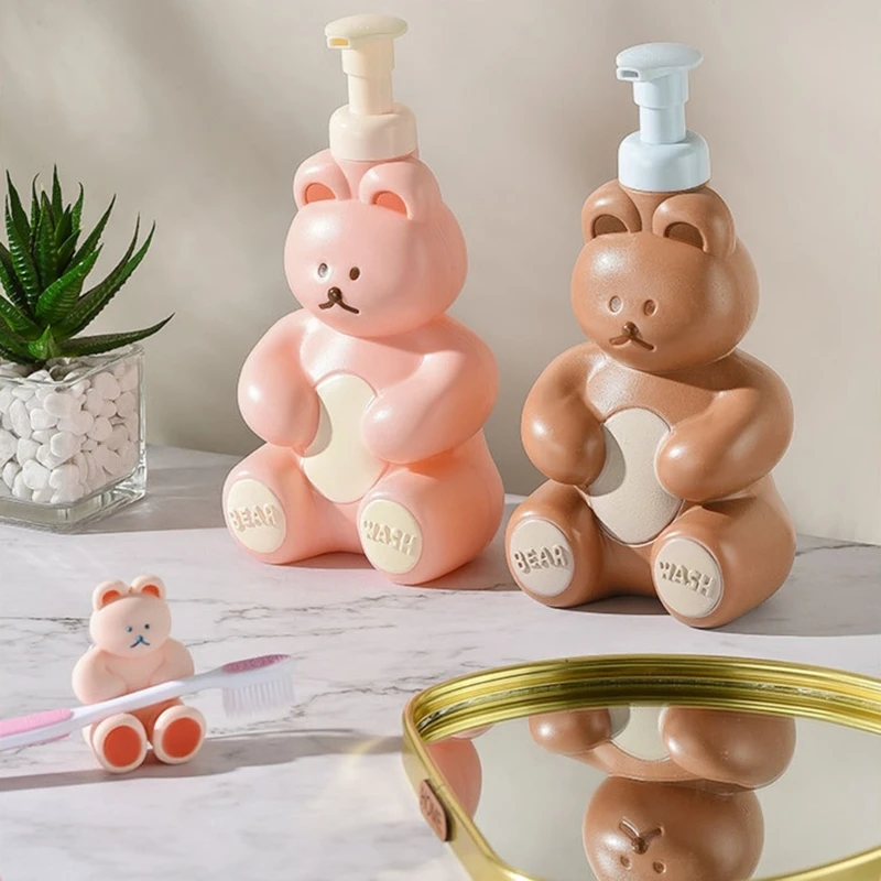 

Дозатор пенного мыла K1MF с мультяшным медведем, контейнер для хранения лосьона, пресс для шампуня и душа, пустая бутылка, аксессуары для кухни и ванной комнаты