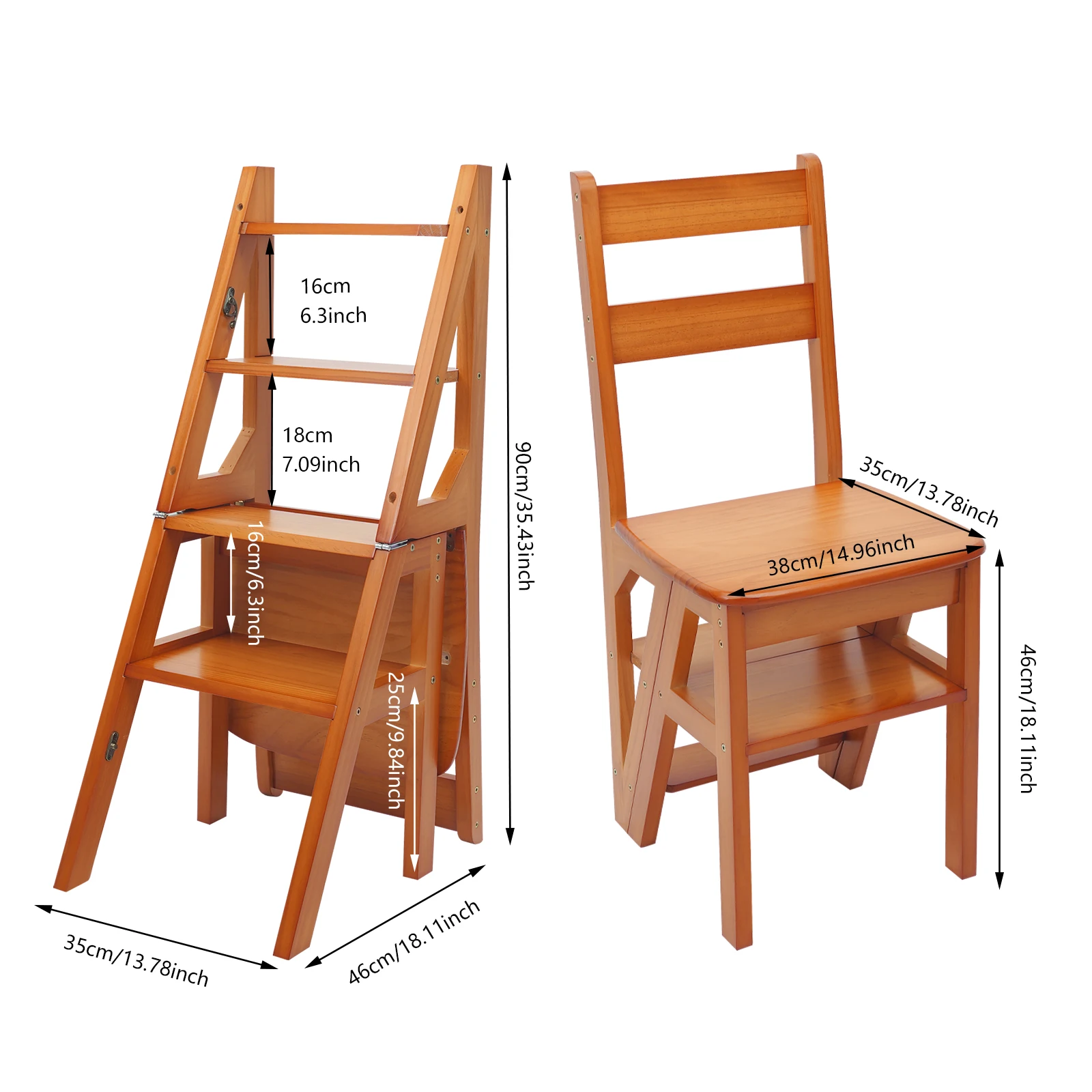 Mehrzweck-Klappleiterstuhl, umwandelbarer Vierstufen-Fußhocker, Kletterleiter für den Innenbereich für Schlafzimmer, Speisekammern, Balkone – Detail 12